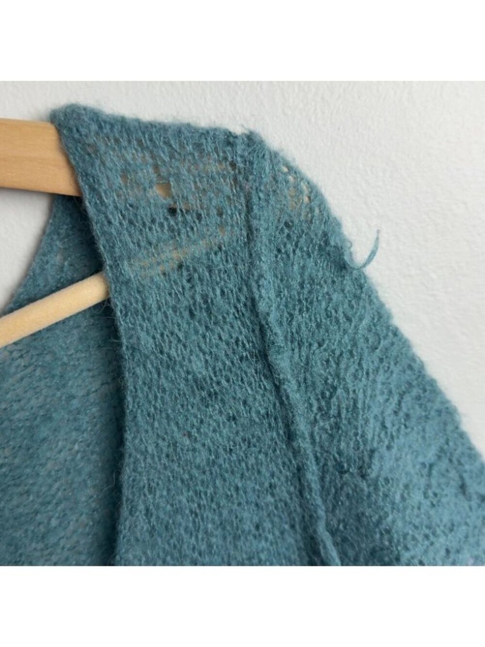 Free People Alpaca Wool Blend Striped Knit Sweater Teal Purple Boho Size Small - Picture 5 of 8